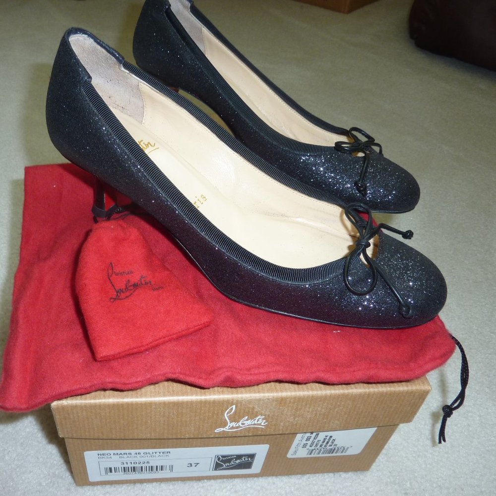 Christian Louboutin Neo Mars 45 Glitter Black Pumps 37
